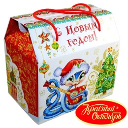 Детский новогодний подарок в картонной упаковке весом 950 грамм по цене 1108 руб в Уфе
